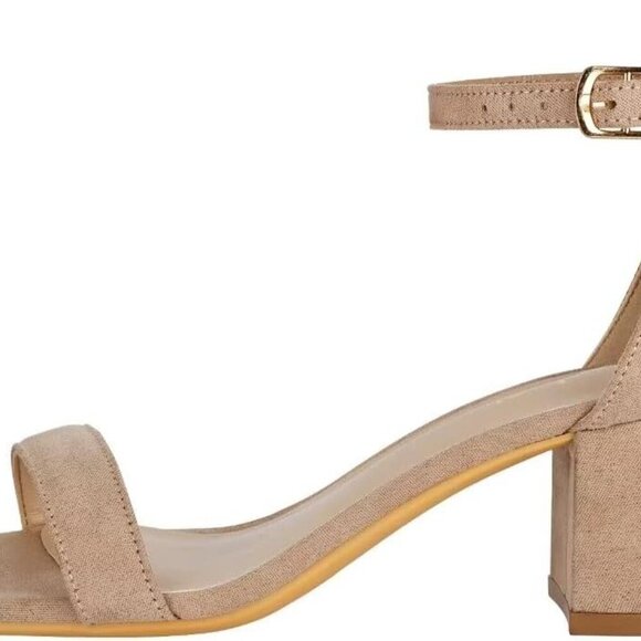 Women's Faux Leather Chunky Block Heeled Sandals 2 Inch Open Toe Ankle Strap - Picture 3 of 8